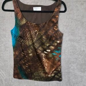 Lucetta Womens Silk Tank Top Small Brown Forest Fairy Artsy Boho Moody